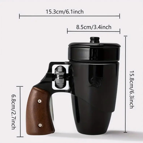 16oz Black Ceramic Gun Coffee Mug - Perfect Birthday Gift for Men & Women, Patri - Picture 4 of 4